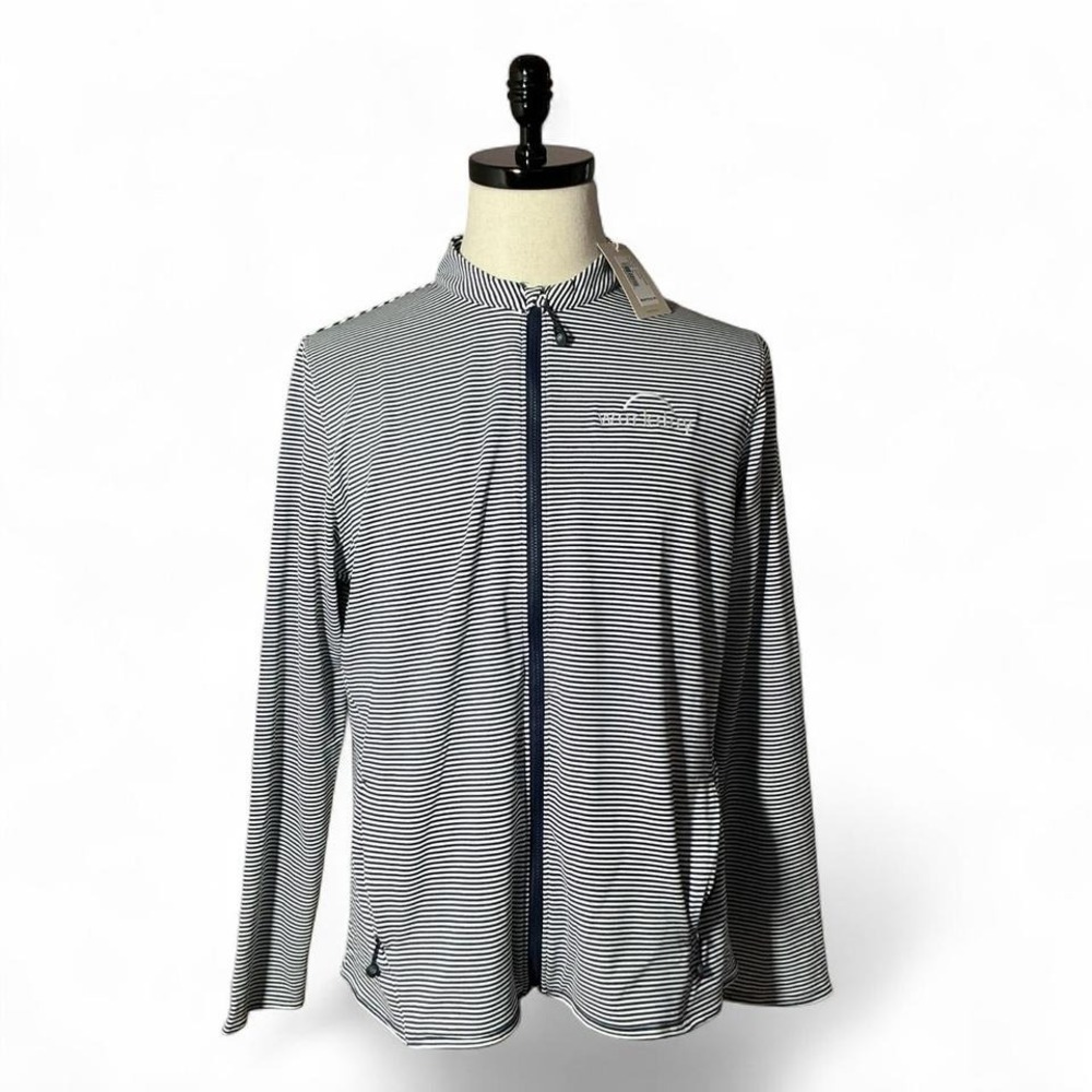 NWT Peter Millar Women Navy White Striped Golf Pullover‎ Sun Protection XL